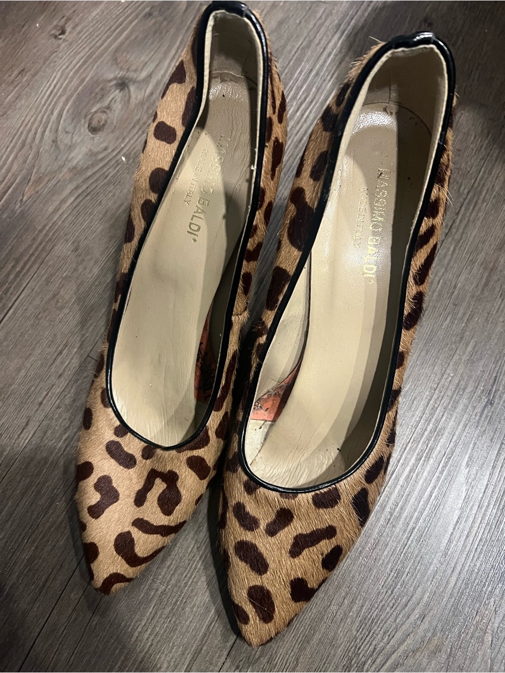 Massimo Baldi Cow hair -Leopard Print Pointed Toe heels - Brown/tan